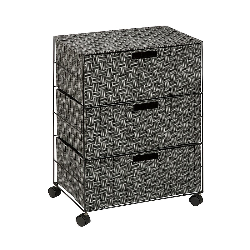 Honey-Can-Do Double Drawer Woven Fabric Storage Organizer, Salt & Pepper image 1