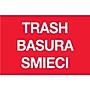 Tape Logic 2" x 3" "TRASH/BASURA/SMIECI" Inventory Label, Red, 500/Roll~#|#~m000957685_sc7