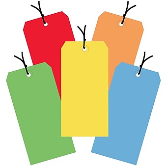 BOX 4 3/4" x 2 3/8" #5 13 Point Pre-Strung Shipping Tags, Assorted