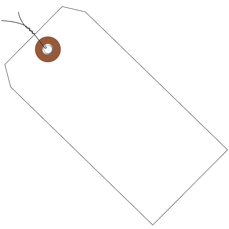 Partners Brand Box Pre-Wired Plastic Shipping Tags, #5, 4 3/4" x 2 3/8", White, 100/Carton (G26050W) image 1