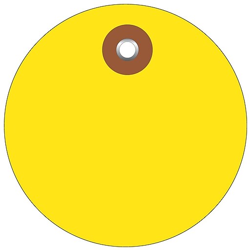 BOX 2" Plastic Circle Tags, Yellow Staples