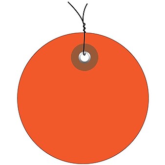 BOX 2" Pre-Wired Plastic Circle Tags, Orange