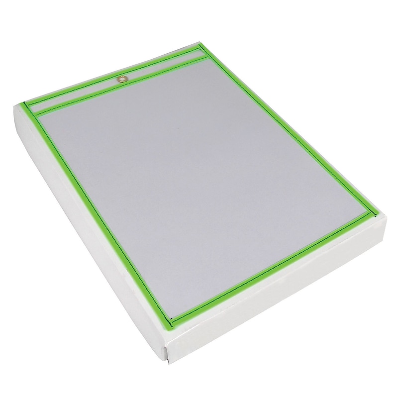 Partners Brand Job Ticket Holder, 9" x 12", Neon Green, 15/Pack (JTH115GN) image 1