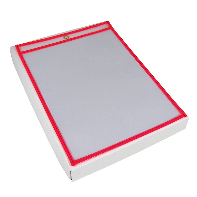 Partners Brand Job Ticket Holder, 9" x 12", Neon Red, 15/Pack (JTH115RD) image 1