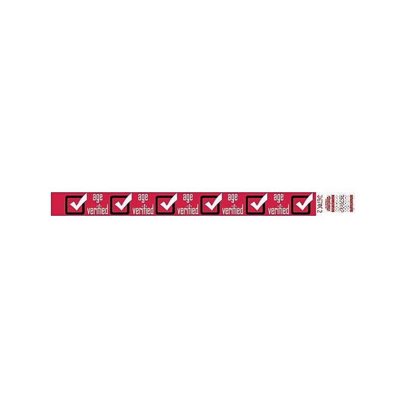Tyvek® 3/4" x 10" Drinking Age Verified Wristband, Red image 1