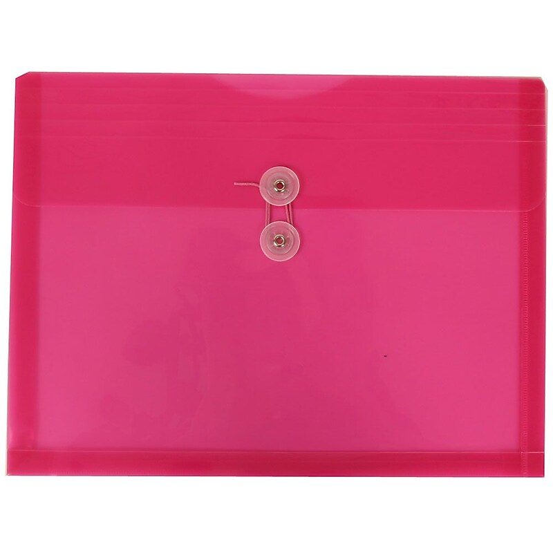 JAM Paper® Plastic Envelopes with Button and String Tie Closure, Letter Booklet, 9.75 x 13, Fuchsia Pink, 12/Pack (218B1FU) image 1