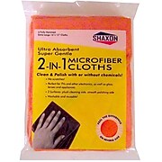 Shaxon 12" x 16" 2-in-1 Ultra Absorbent Microfiber Cleaning Cloth, Orange, 6/Pack