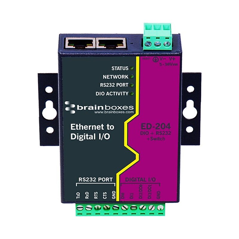 Brainboxes ED-204 Ethernet to Digital IO/RS232/Switch Device Server image 1