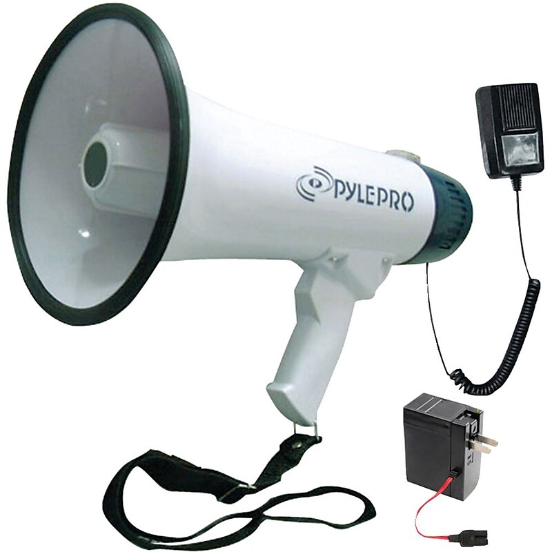 Pyle Pro PMP45R Professional Dynamic Megaphone With Recording Function/Microphone, 40-Watts, White image 1