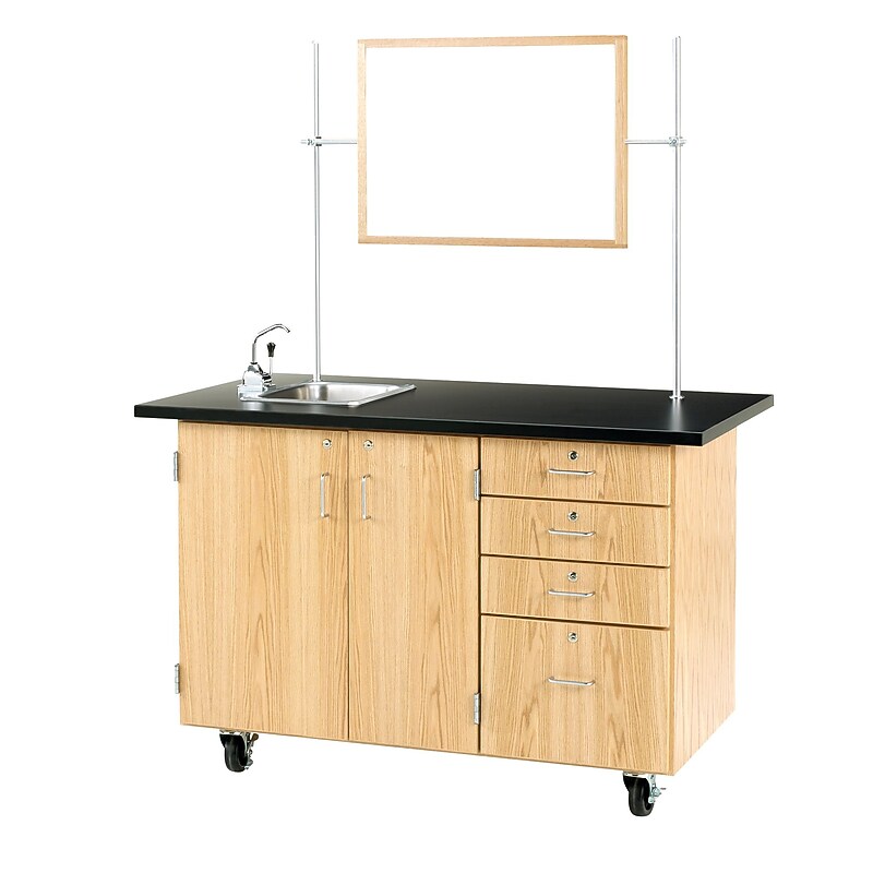 DWI Oak Wood Demonstration Center with Sink and Fixtures 36"H x 54"W x 30"D image 1