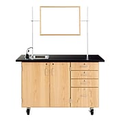DWI Oak Wood Demonstration Center with Sink and Fixtures 36"H x 54"W x 30"D