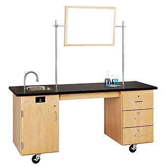 DWI Oak Wood ADA Compatible Mobile Lab Station 33"H x 72"W x 24"D