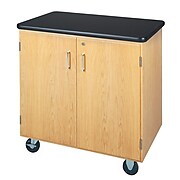 DWI Mobile Storage Solid Oak Wood Cabinet With Plastic Laminate Top