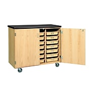 DWI Mobile Tote Tray  Laminate, Oak Wood Storage Cabinet