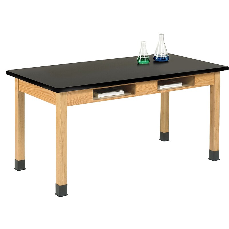 DWI Rectangular Activity Table, 60" x 30", Red Oak/Black (C714LBBK30N) image 1