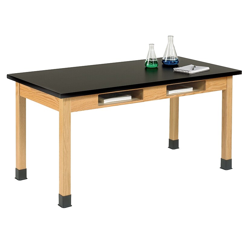 DWI Rectangular Activity Table, 60" x 30", Red Oak/Black (C7142BK30N) image 1