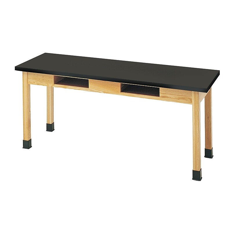 DWI Rectangular Science Table, 72" x 24", Red Oak/Black (C730LBBK30N) image 1