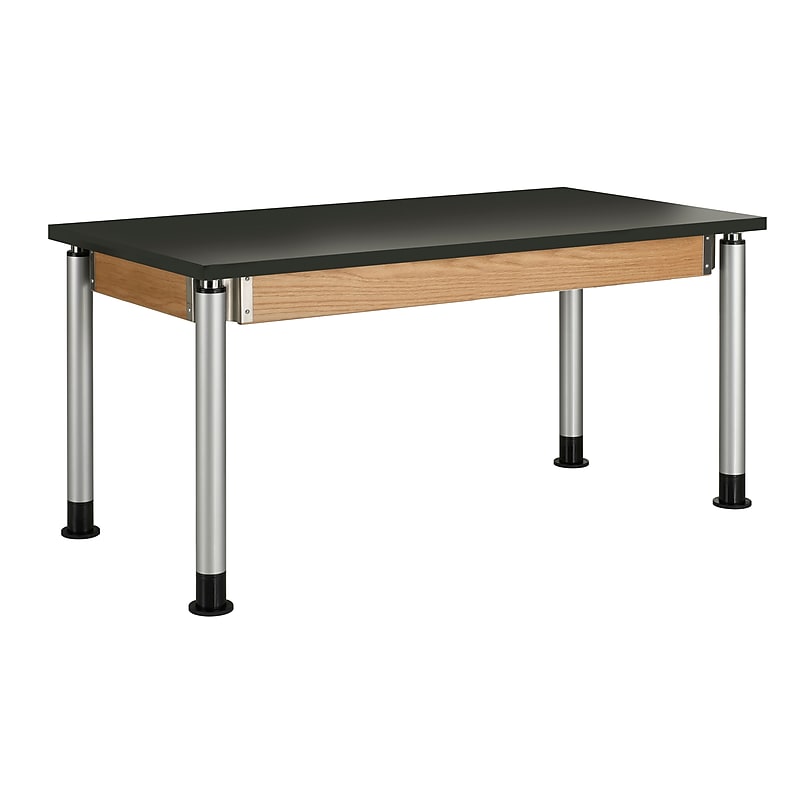 DWI Rectangular Activity Table, 60" x 30", Height Adjustable, Black/Oak (P8142BK) image 1