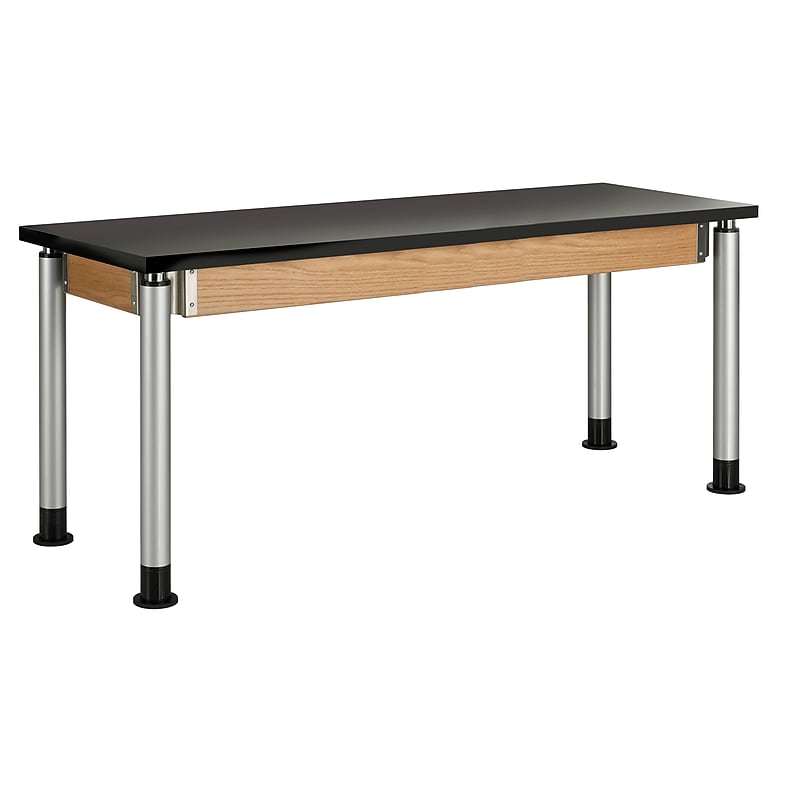 DWI Rectangular Science Table, 72" x 24", Height Adjustable, Black/Oak (P8302BK) image 1