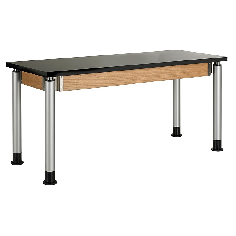 DWI Rectangular Science Table, 60" x 24", Height Adjustable, Black/Oak (P8602BK) image 1