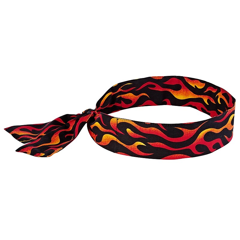 Ergodyne Chill-Its 6700 Evaporative Cooling Bandana, Red Flames, One Size, 24/Carton (12341) image 1