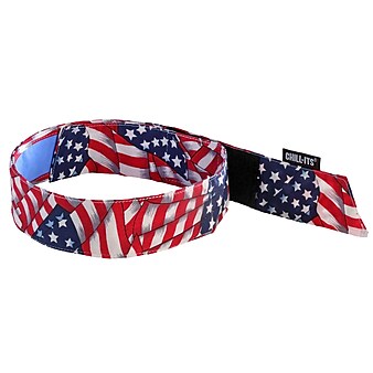 Ergodyne Chill-Its 6705 Evaporative Cooling Bandana, Stars and Stripes, One Size, 6/Carton (12571)