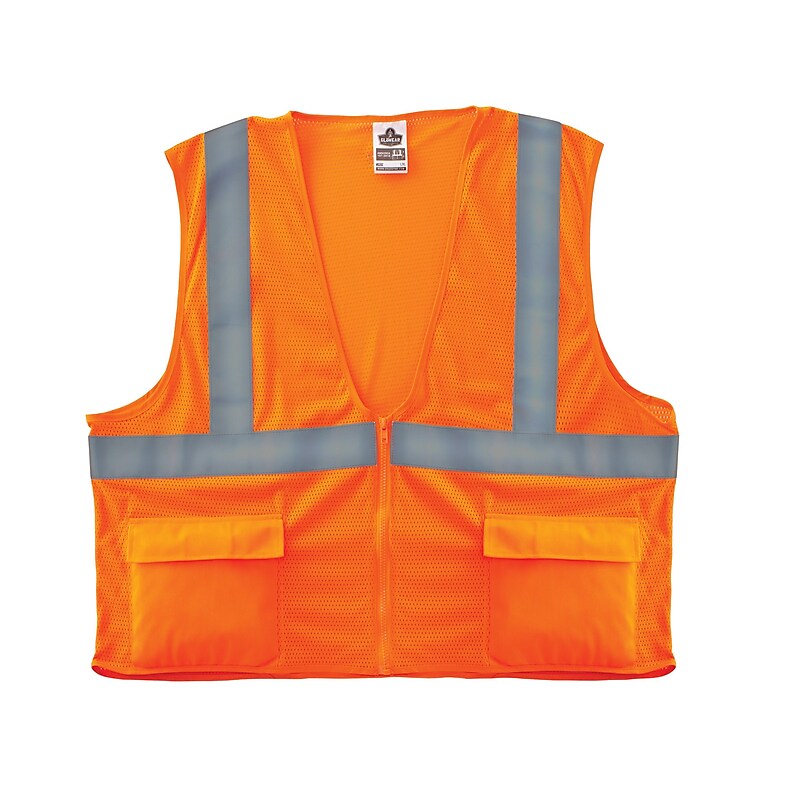 Ergodyne GloWear 8220Z High Visibility Sleeveless Safety Vest, ANSI Class R2, Orange, S/M (21113) image 1