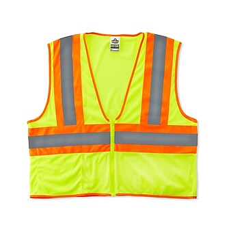 Ergodyne GloWear 8229Z Class 2 Hi-Visibility Economy Two-Tone Vest, Lime, Small/Medium