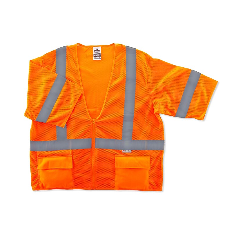 Ergodyne GloWear® 8320Z High Visibility Short Sleeve Safety Vest, ANSI Class R3, Orange, Large (22115) image 1