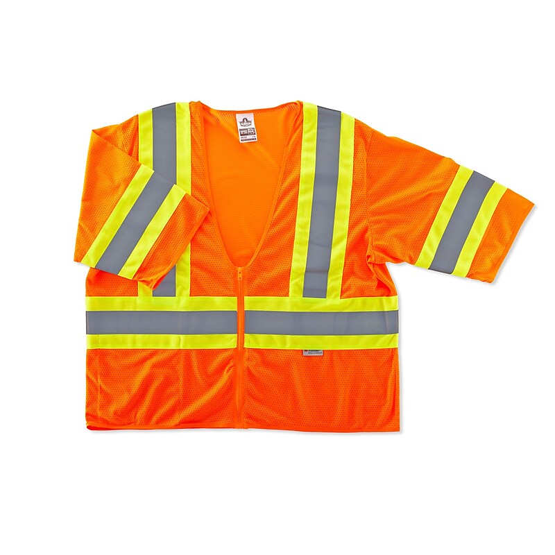 Ergodyne GloWear 8330Z High Visibility Short Sleeve Safety Vest, ANSI Class R3, Orange, Large (22175) image 1