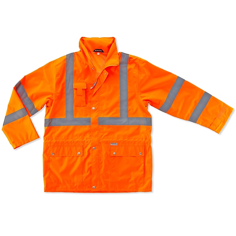 Ergodyne GloWear 8365 High Visibility Rain Jacket, ANSI Class R3, Orange, XL (24315) image 1