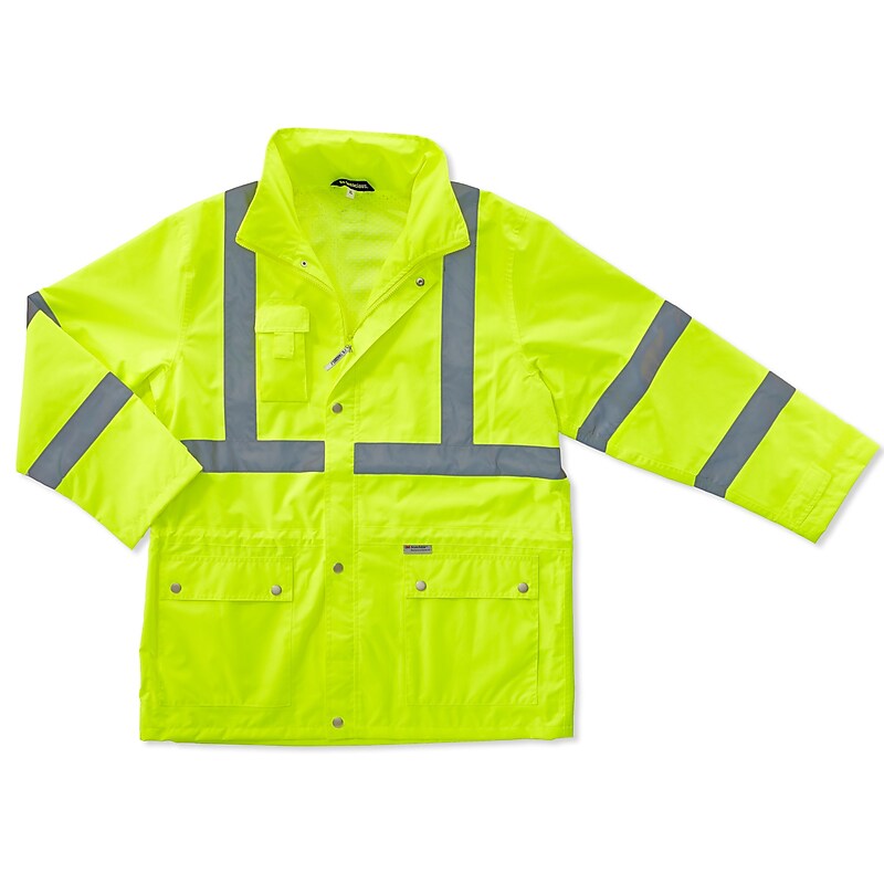 Ergodyne GloWear 8365 High Visibility Rain Jacket, ANSI Class R3, Lime, 4XL image 1