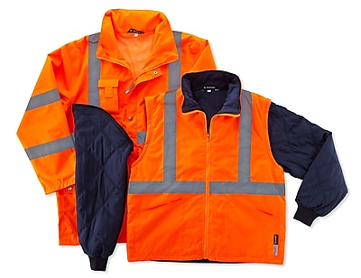 Ergodyne® GloWear® 8385 Class 3 Hi-Visibility 4-in-1 Jacket, Orange, 3XL