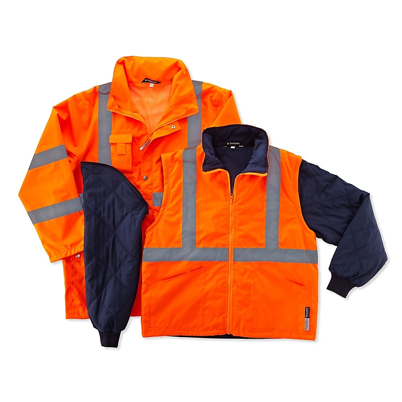 Ergodyne GloWear 8385 Class 3 Hi-Visibility 4-in-1 Jacket, Orange, 4XL image 1