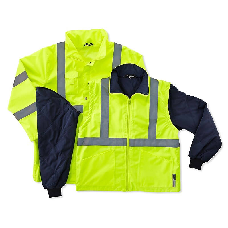 Ergodyne GloWear 8385 Class 3 Hi-Visibility 4-in-1 Jacket, Lime, XL image 1