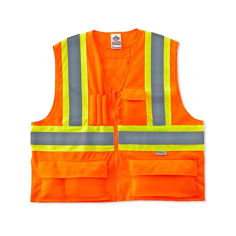 Ergodyne GloWear 8235ZX High Visibility Sleeveless Safety Vest, ANSI Class R2, Orange, S/M (26183) image 1