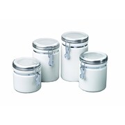 Anchor Hocking 4 Piece Ceramic Canister Set With Clamp Top Chrome Lids by