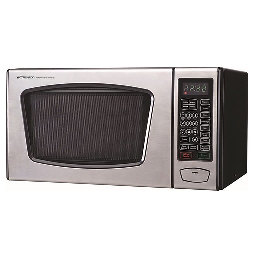 Emerson Radio™ 900 W Countertop Microwave Oven, Stainless Steel/Black