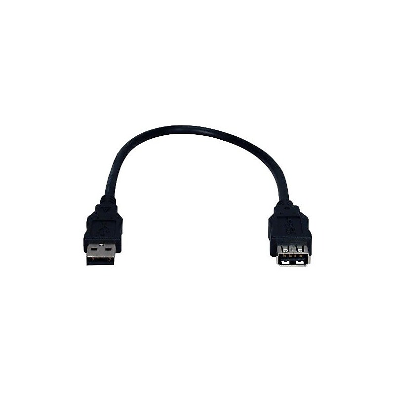 QVS 12" USB 2.0 Male to Female Extension Cable, Black image 1