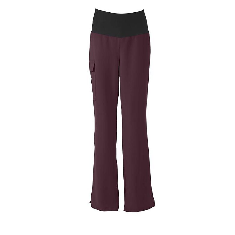 Medline Ocean ave Ladies Yoga Elastic Waist Scrub Pant, Wine, 3XL image 1