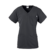 Medline Berkeley ave.™ Ladies Scrub Top With Welt Pockets, Charcoal, XS