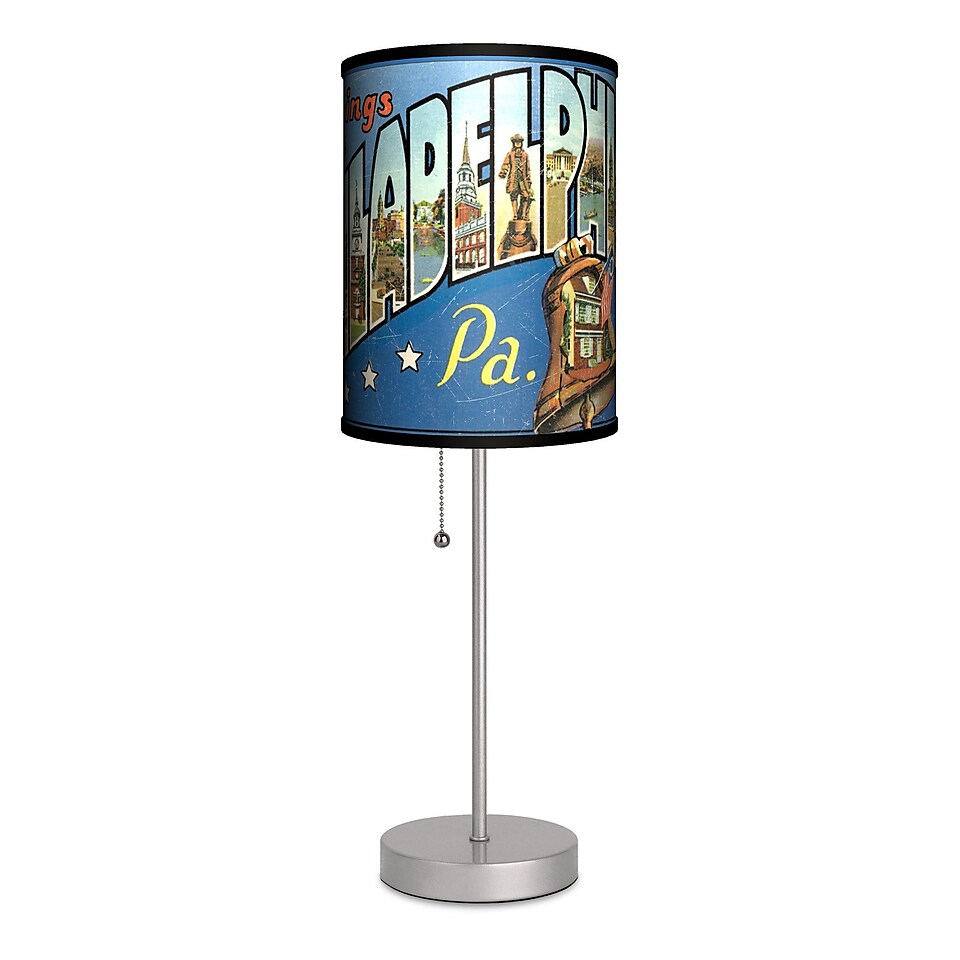 Lamp In A Box Travel Philadelphia Postcard 20 H Table Lamp with Drum Shade