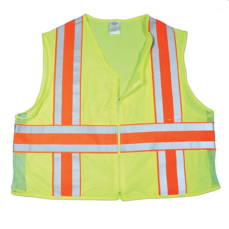 Mutual Industries MiViz High Visibility Sleeveless Safety Vest, ANSI Class R2, Lime, 3XL (16334-0-6) image 1