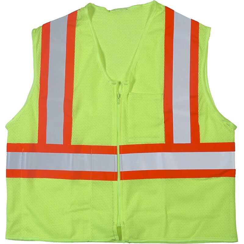 Mutual Industries High Visibility Sleeveless Safety Vest, ANSI Class R2, Lime, S/M (16376-0-1) image 1