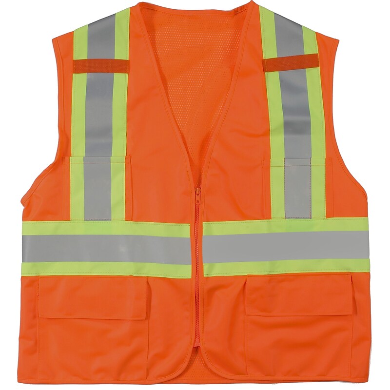 Mutual Industries High Visibility Sleeveless Safety Vest, ANSI Class R2, Orange, 2XL/3XL (16368-0-6) image 1