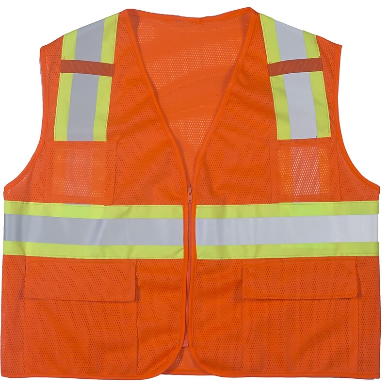 Mutual Industries High Visibility Sleeveless Safety Vest, ANSI Class R2, Orange, 4XL/5XL (16368-1-7) image 1