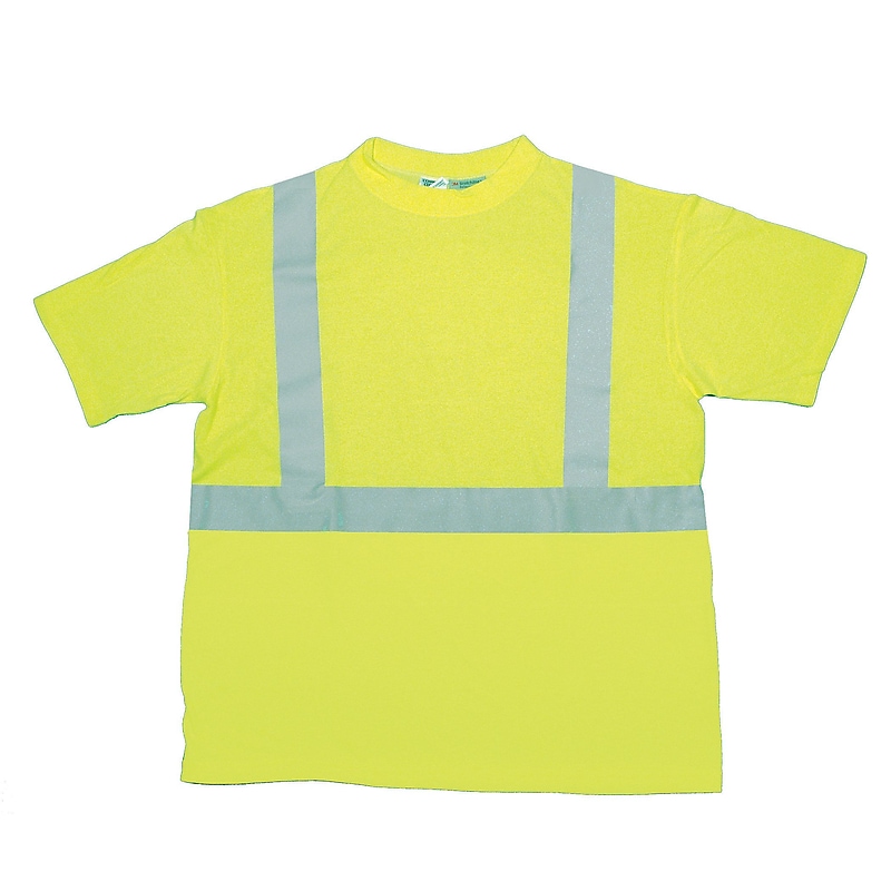 Mutual Industries High Visibility Short Sleeve T-Shirt, ANSI Class R2, Lime, X-Large (96001-0-104) image 1