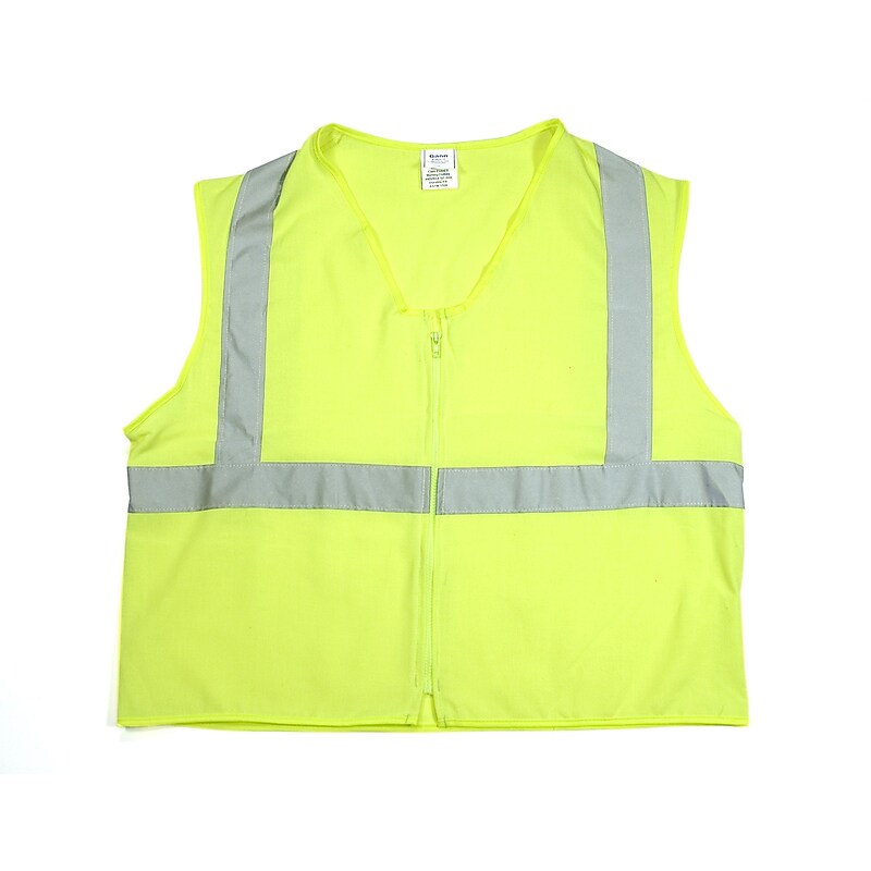 Mutual Industries High Visibility Sleeveless Safety Vest, ANSI Class R2, Lime, X-Large (80070-0-104) image 1