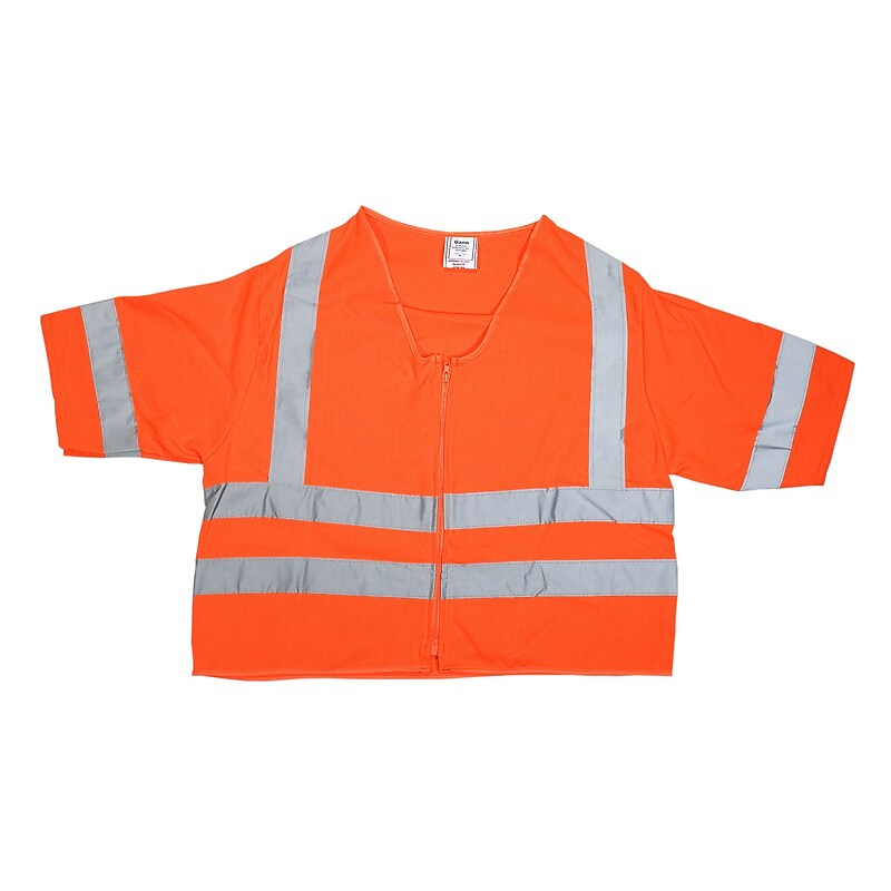 Mutual Industries High Visibility Short Sleeve Safety Vest, ANSI Class R3, Orange, Medium (80161-0-102) image 1