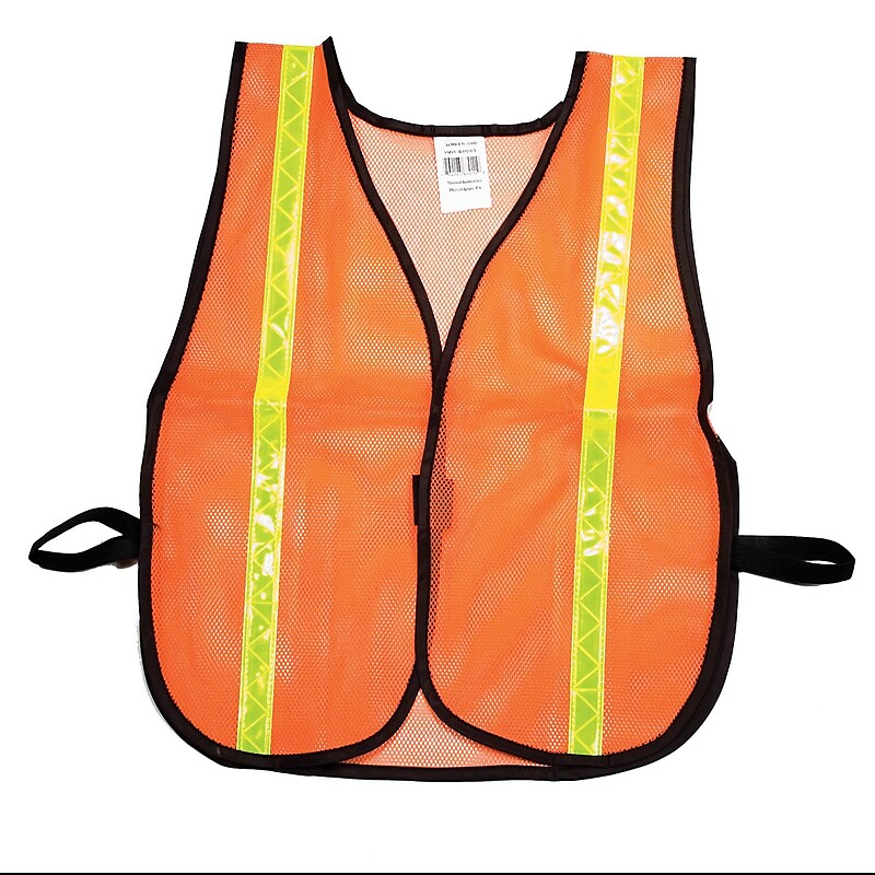 Mutual Industries MiViz High Visibility Sleeveless Safety Vest, Orange, One Size (16300-138-1000) image 1
